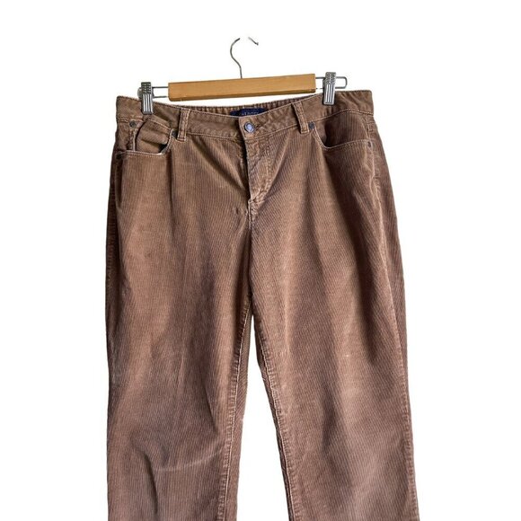 Talbots 14P Brown Tan Curvy Corduroy Cords Straight Pants - Picture 3 of 9